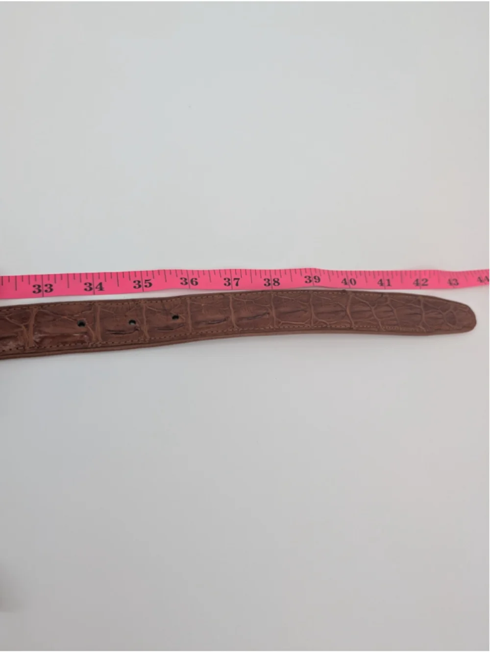 Vintage Brown Croc Embossed Leather Belt Gold Silver Cable Buckle 90s Western